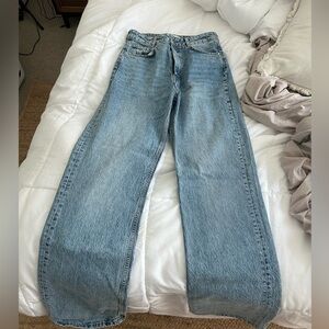 Zara high rise wide leg jeans. Acid to light wash